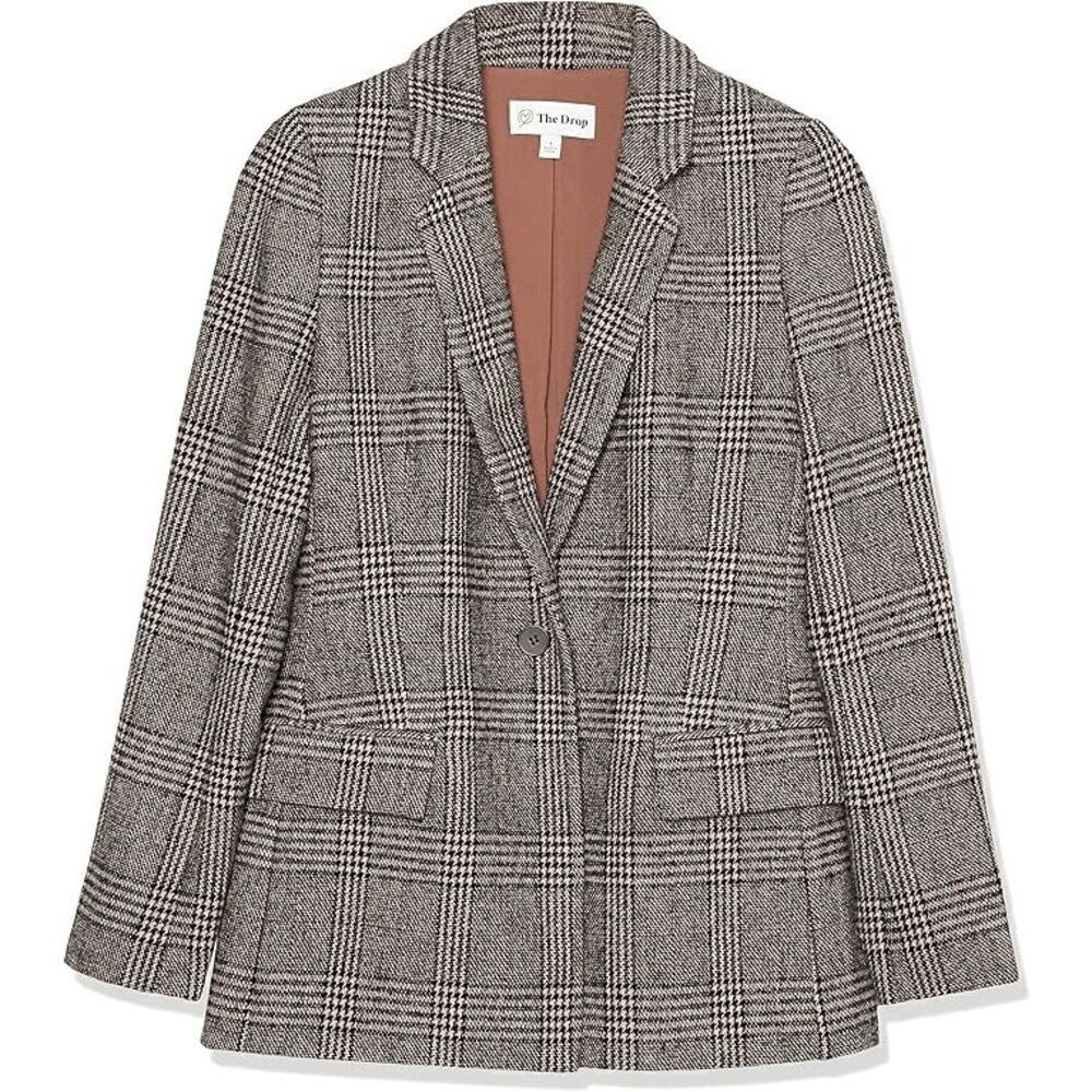 The Drop Women's Blake Tweed Plaid Long Blazer XL NWOT - Picture 11 of 12